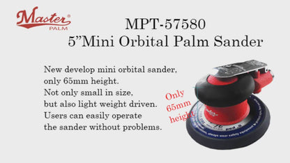 Master Palm 57580 5" Air Palm Orbital Sander Random For Steadfast Powerful Hand Sanding Pneumatic - Low Height, Screw-on Pad