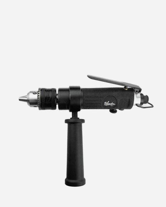 Master Palm 21460 Industrial 3/8" Straight Inline Straight Air Drill, side Handle Reversible Air Drill with Keyed Jacobs Chuck