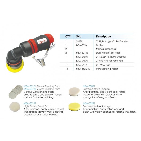 2" Right Angle Orbital Sander Set, MSA-K083