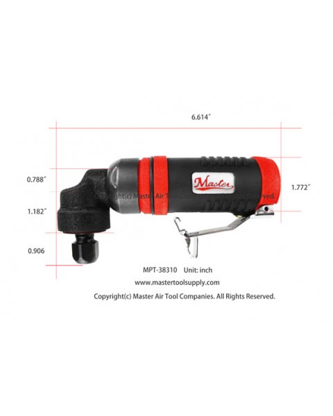 Industrial right angle air die grinder, 12000 rpm, 0.9 hp, 1/4" and 1/8" die grinder